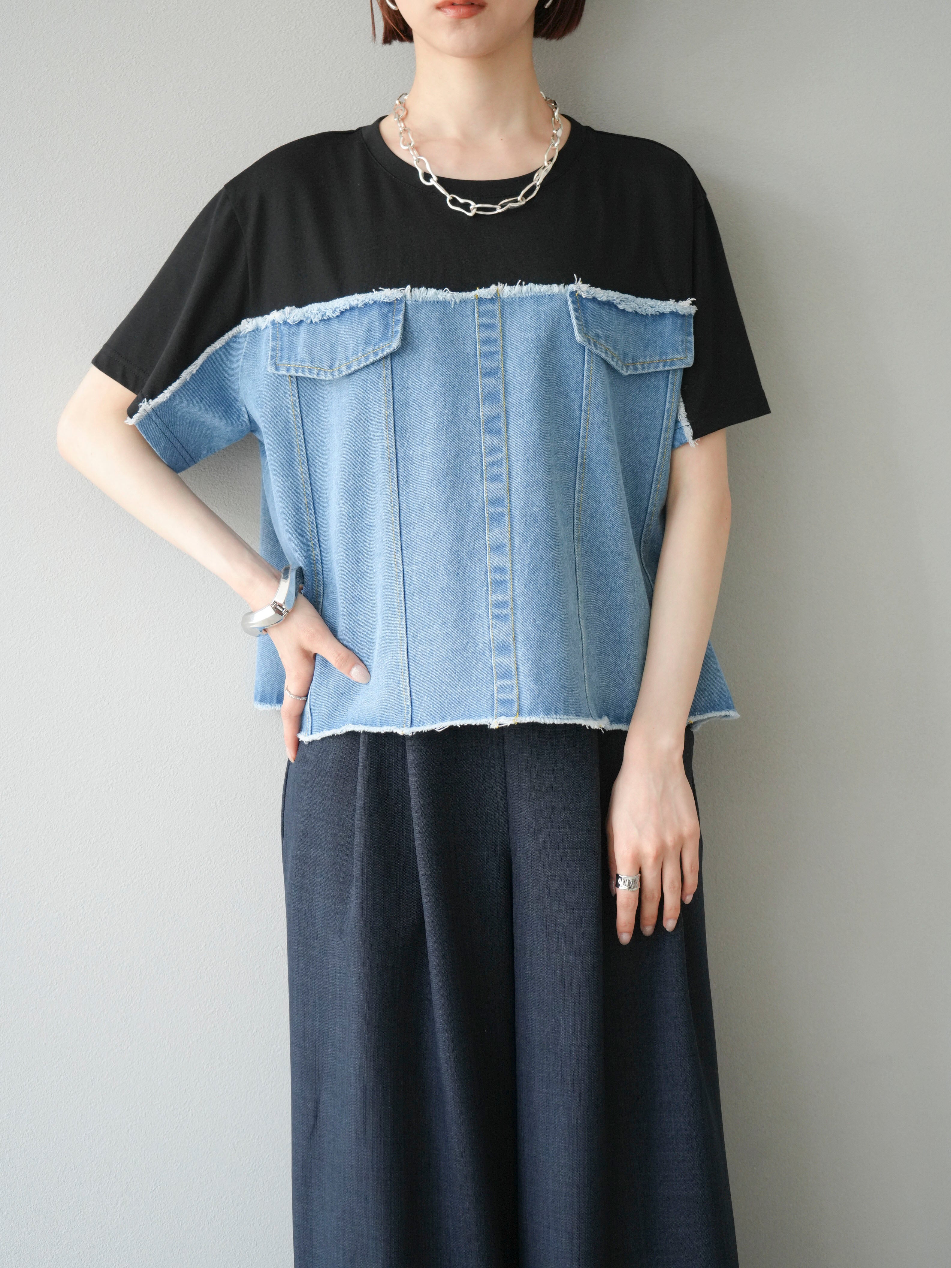 予約]デニムドッキングTシャツ/ブラック – Lumier