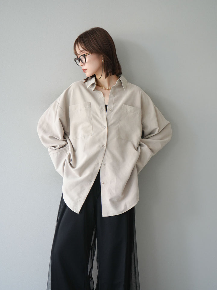 [予約]スエードライクBIGカフスオーバーシャツ/エクリュ