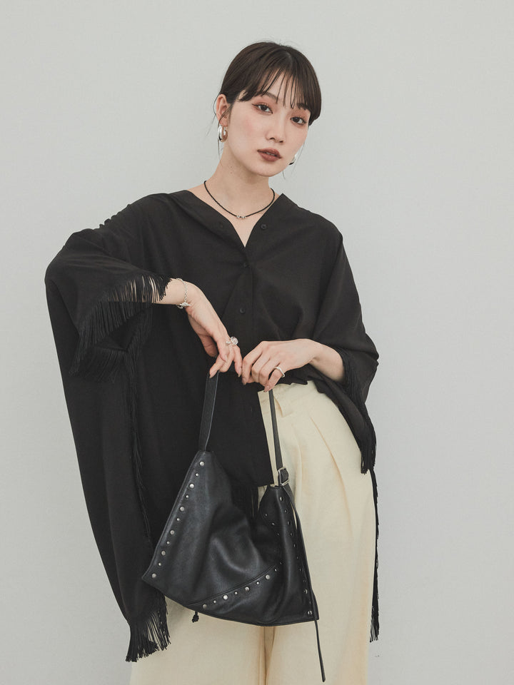 [SET] 方形流蘇斗篷襯衫 + 方形流蘇斗篷襯衫（2 件套）