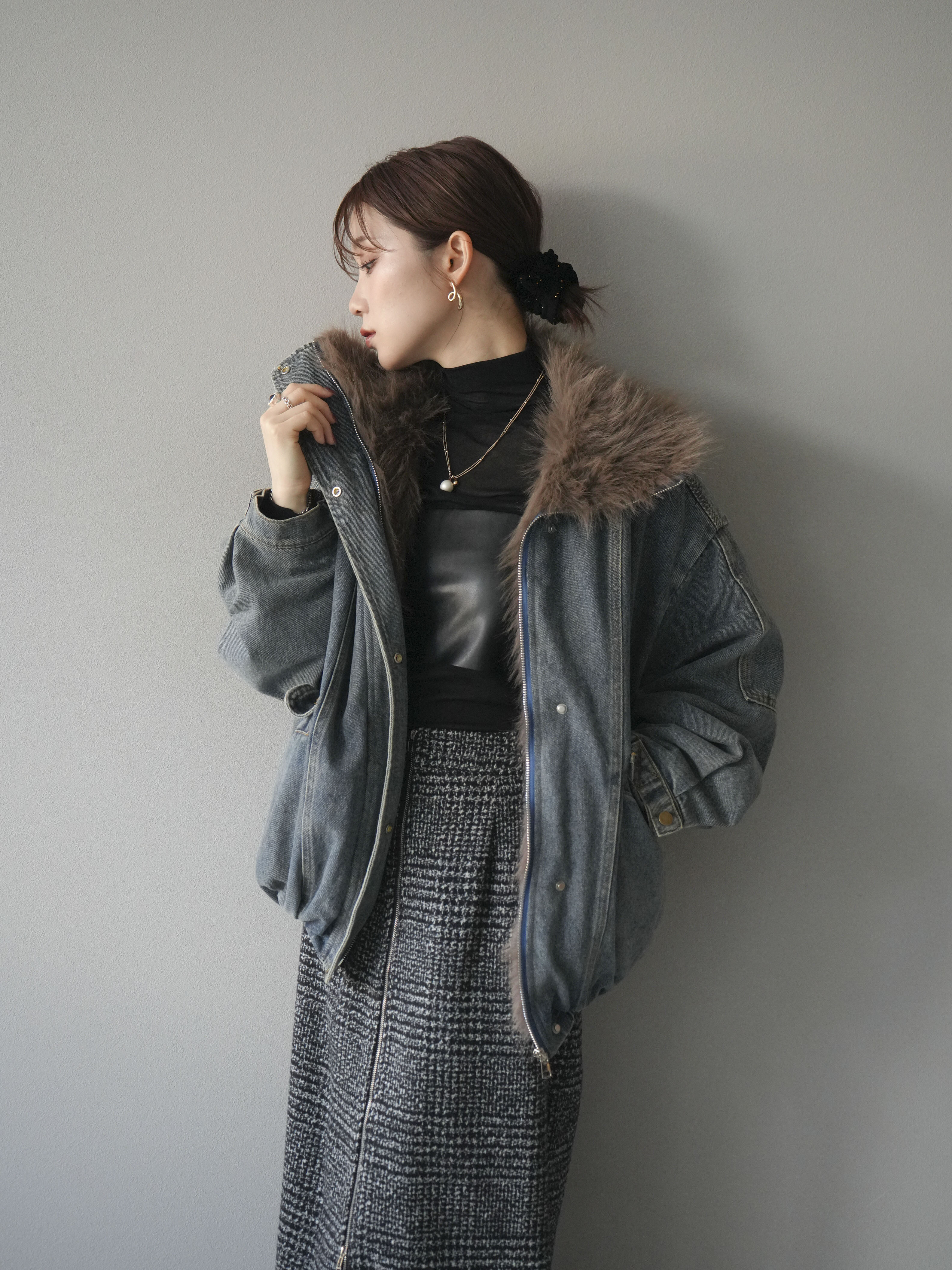 予約]デニムxファーブルゾン/denimbrown – Lumier