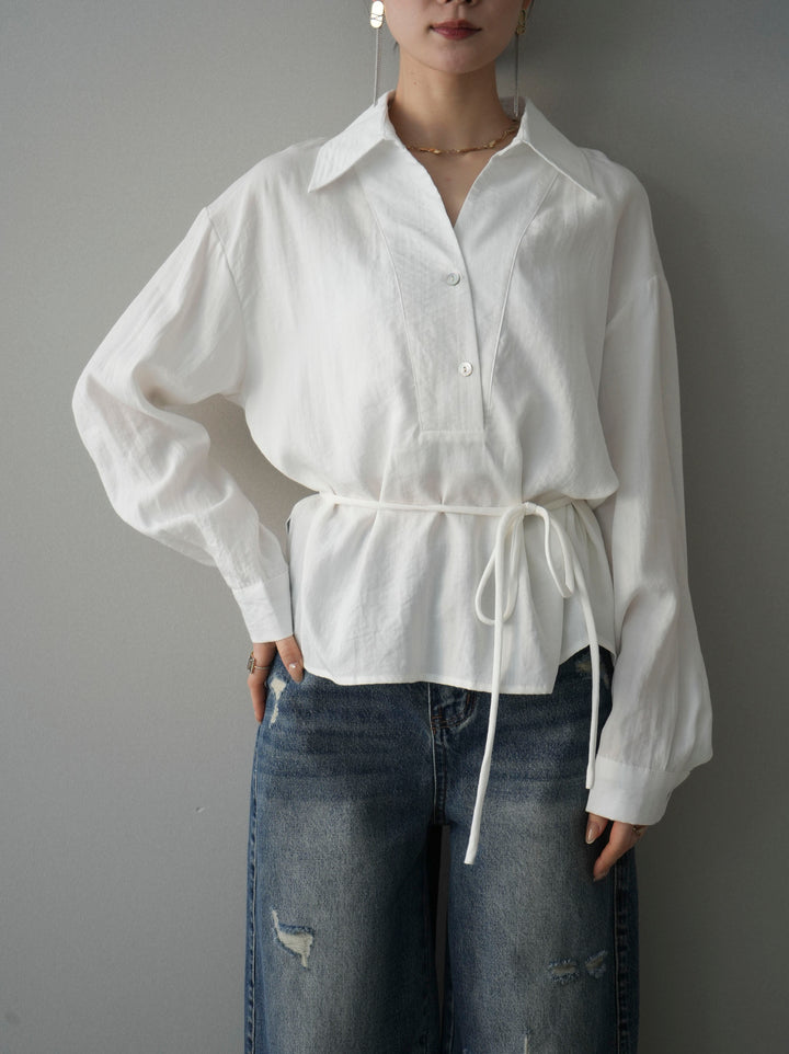 [SET]Vネック変形ラインシャツ+選べるアクセセット(2set)