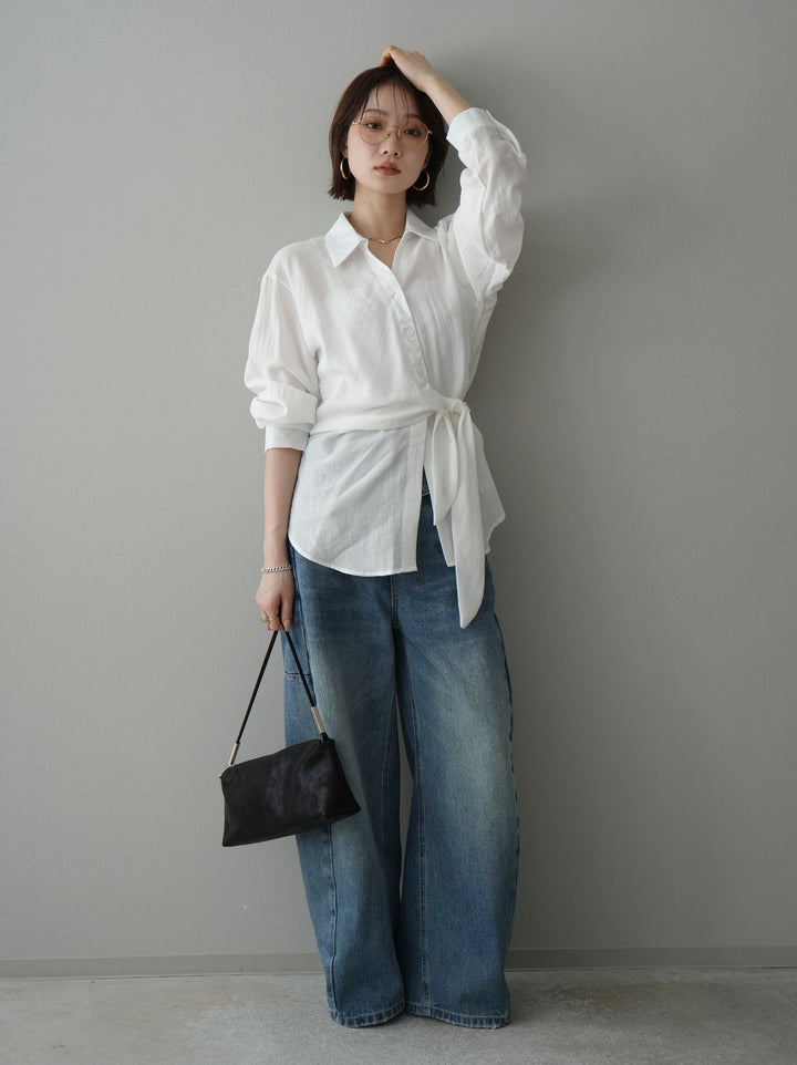 [予約]フロントアシンメトリーブラウス/white