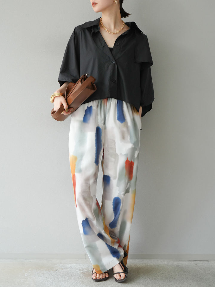 [予約]ポンチョショートシャツ/ブラック