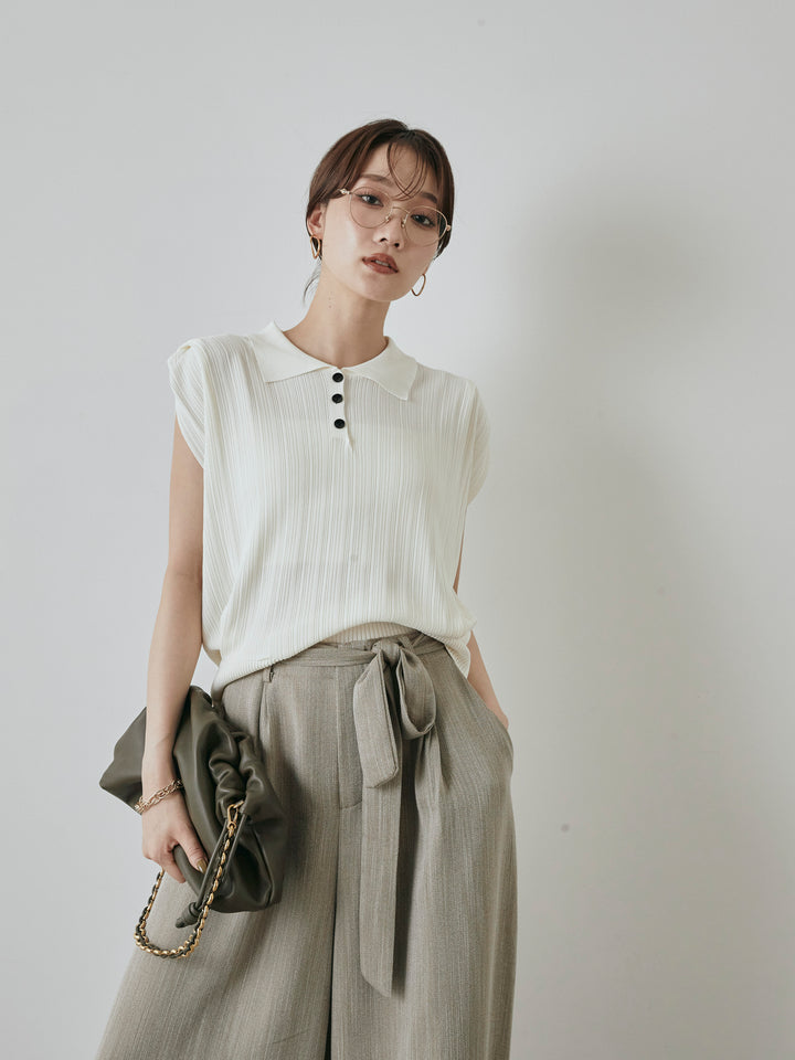 [予約]ランダムリブポロニットベスト/オフ