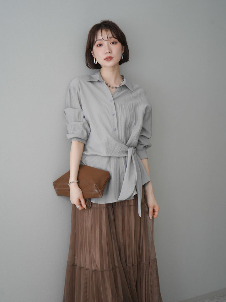 [予約]フロントアシンメトリーブラウス/gray