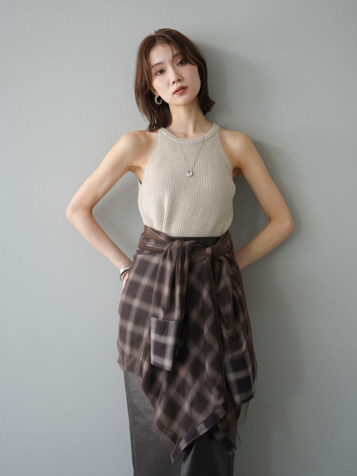 [予約]リブニットアメスリタンクトップ/ベージュ