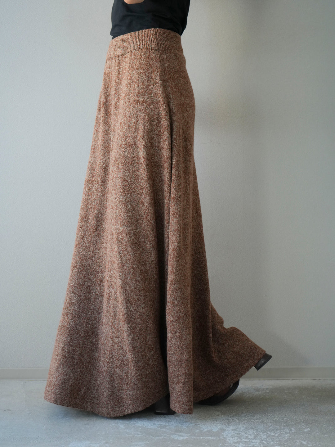 [予約]ミックスヤーンニットスカート/オレンジ