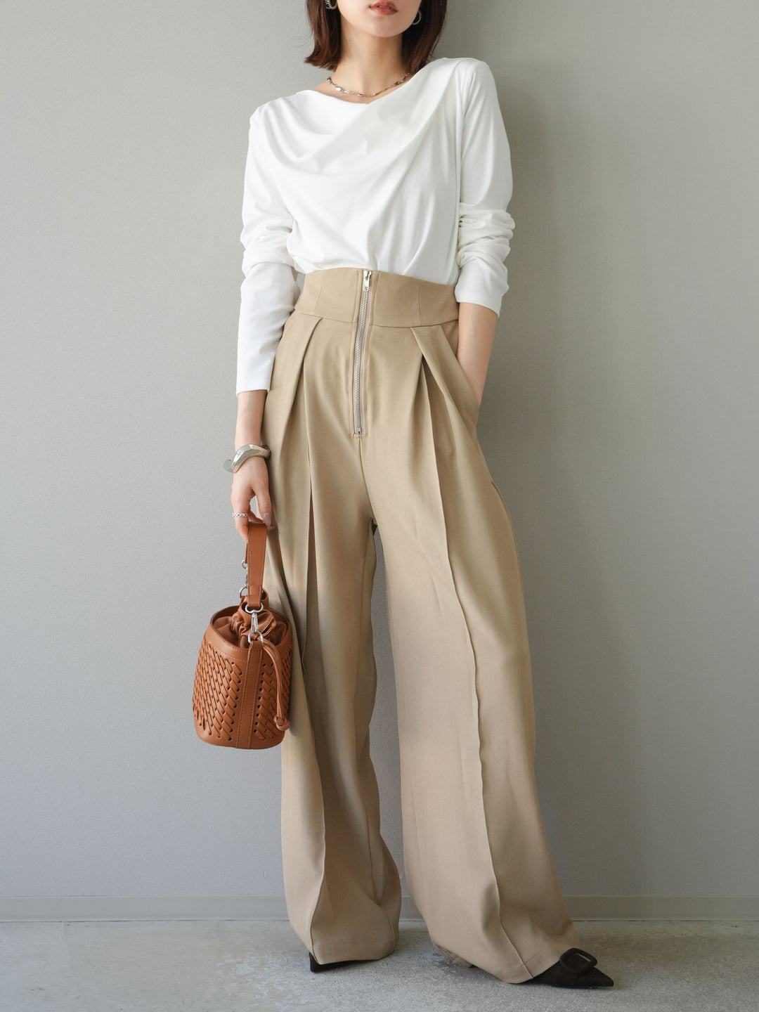 [予約]ドレープデザインカットソー/オフ