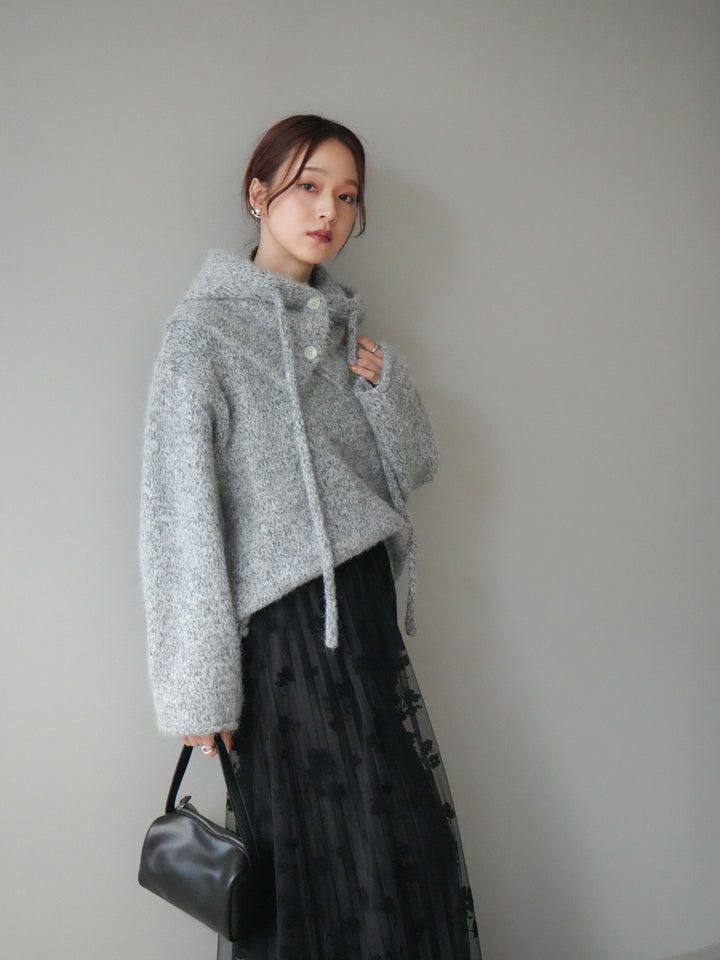 [SET]バラクラバSETニットプルオーバー+フラワーフロッキーチュールプリーツスカート(2set)