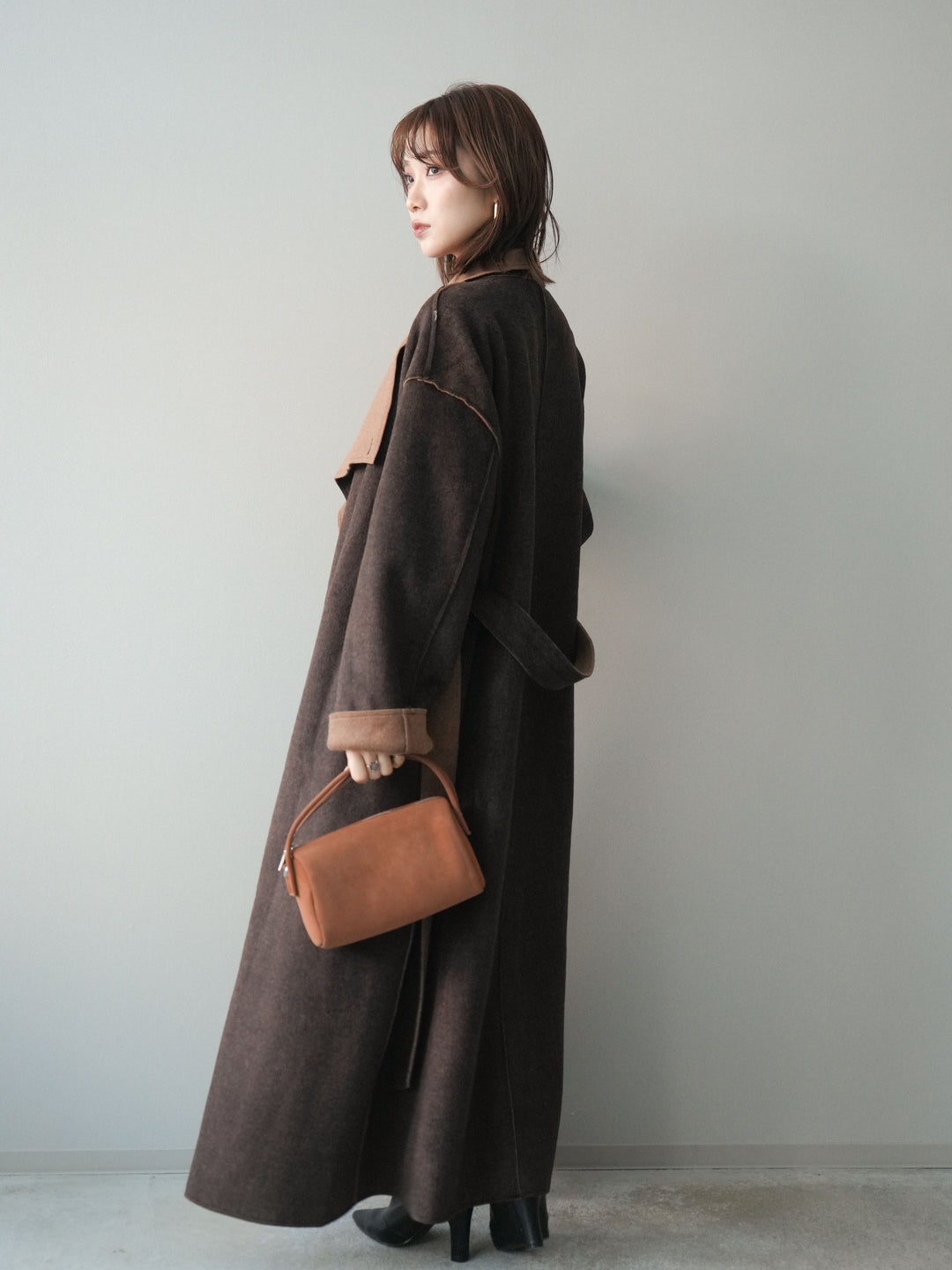 [SET]ベルト付ウールタッチミディアムパンツ+ベルト付ウールタッチミディアムパンツ(2set)