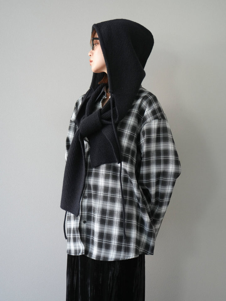 [予約]フードニットマフラー/ブラック