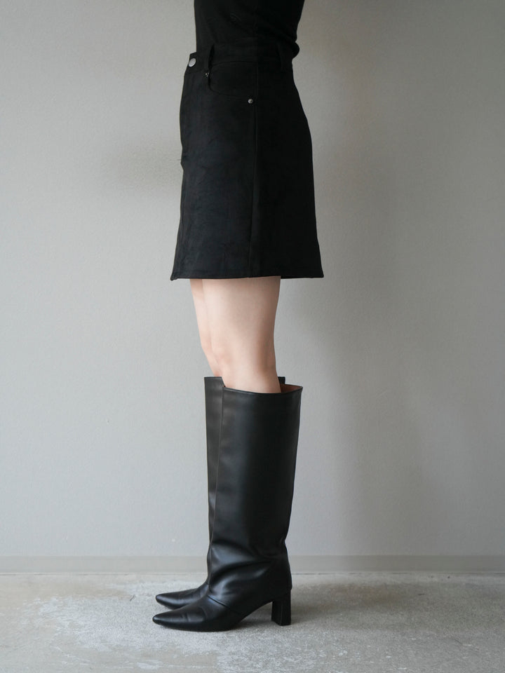 [予約]スエードペチパンツ付ミニスカート/ブラック