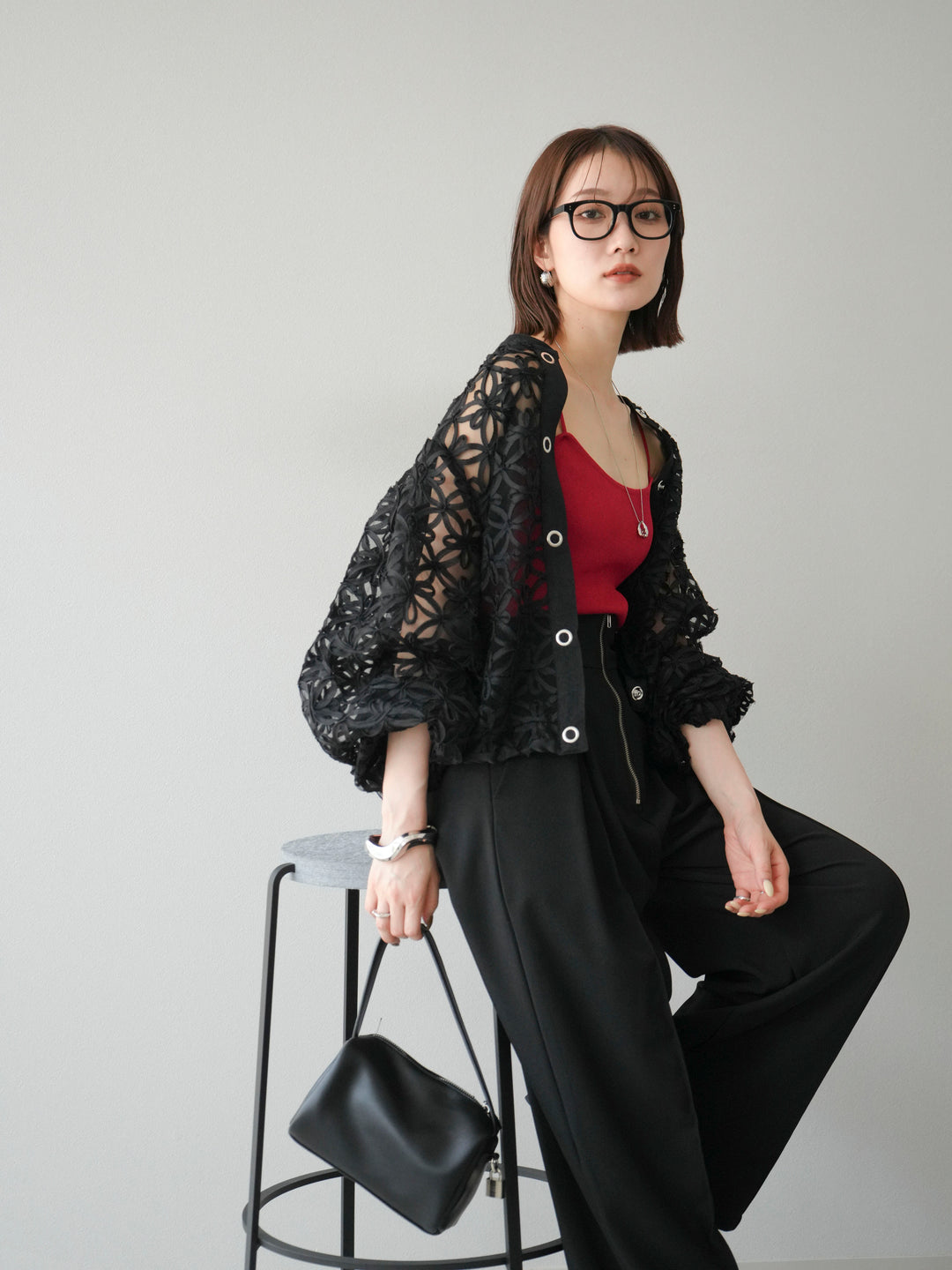 [予約]テープレースシアーブルゾン/ブラック