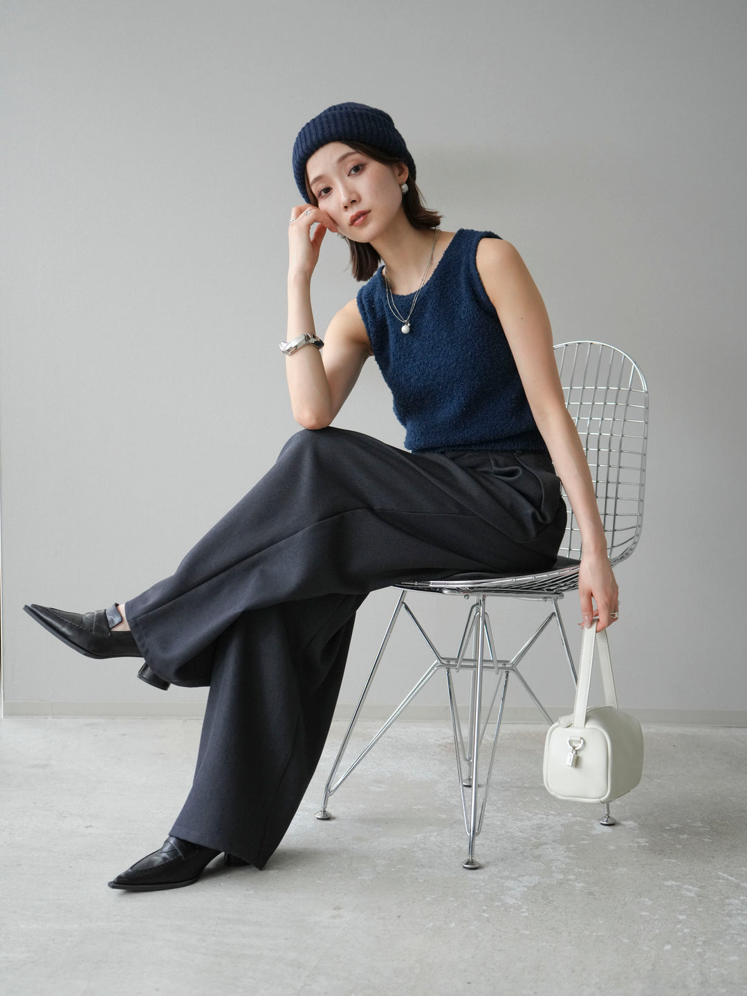 [予約]ブークレニットタンクトップ/ブルー