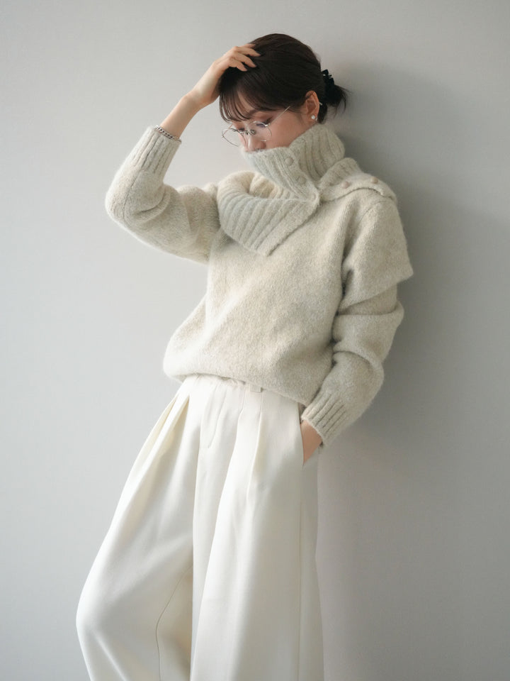 [予約]ネック付MIXニットアンサンブル/apricot