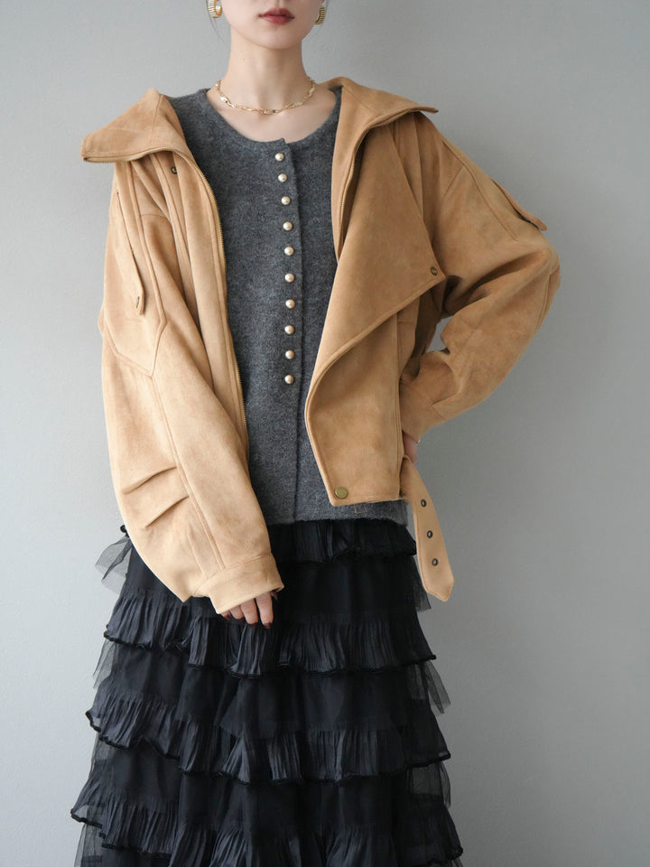 [予約]スエードライダースジャケット/ベージュ