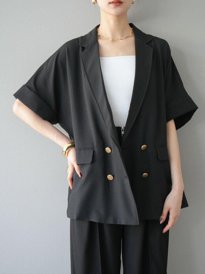 [預購] 金色紐扣半身夾克/黑色