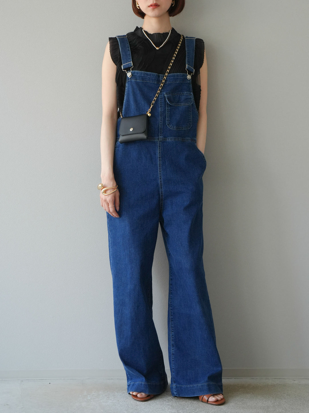 [予約]チュールジャガードノースリブラウス/ブラック