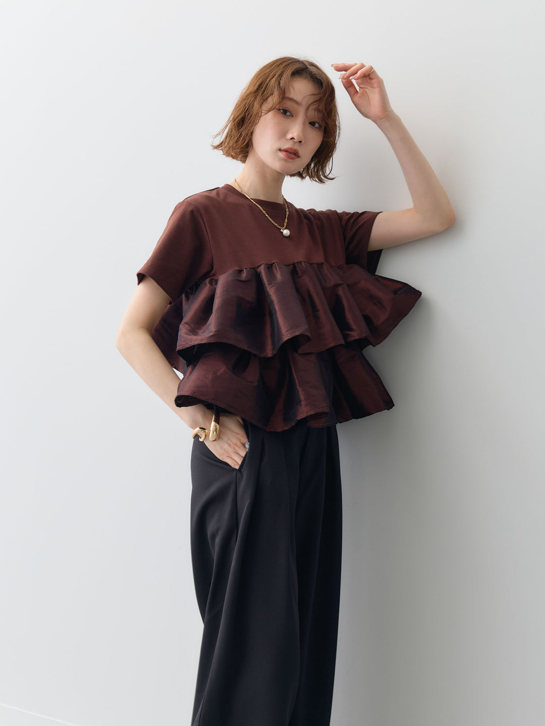 [SET]フリルティアードTEE+選べるアクセセット(2set)