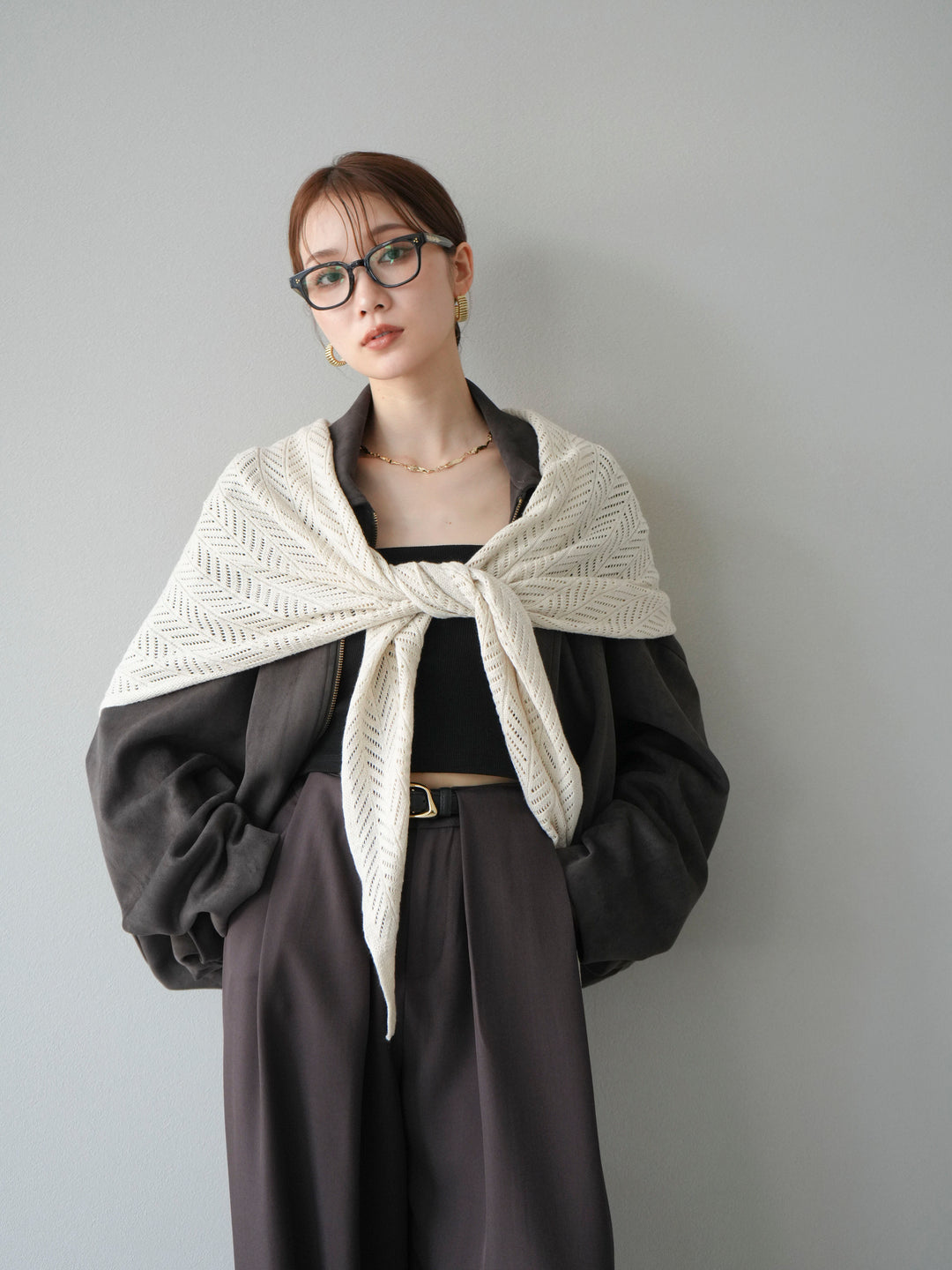 [SET] 麂皮外套+皮帶環設計寬褲（2套）