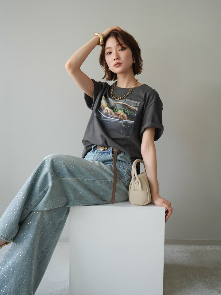 [予約]ドッグフォトTEE/charcoal