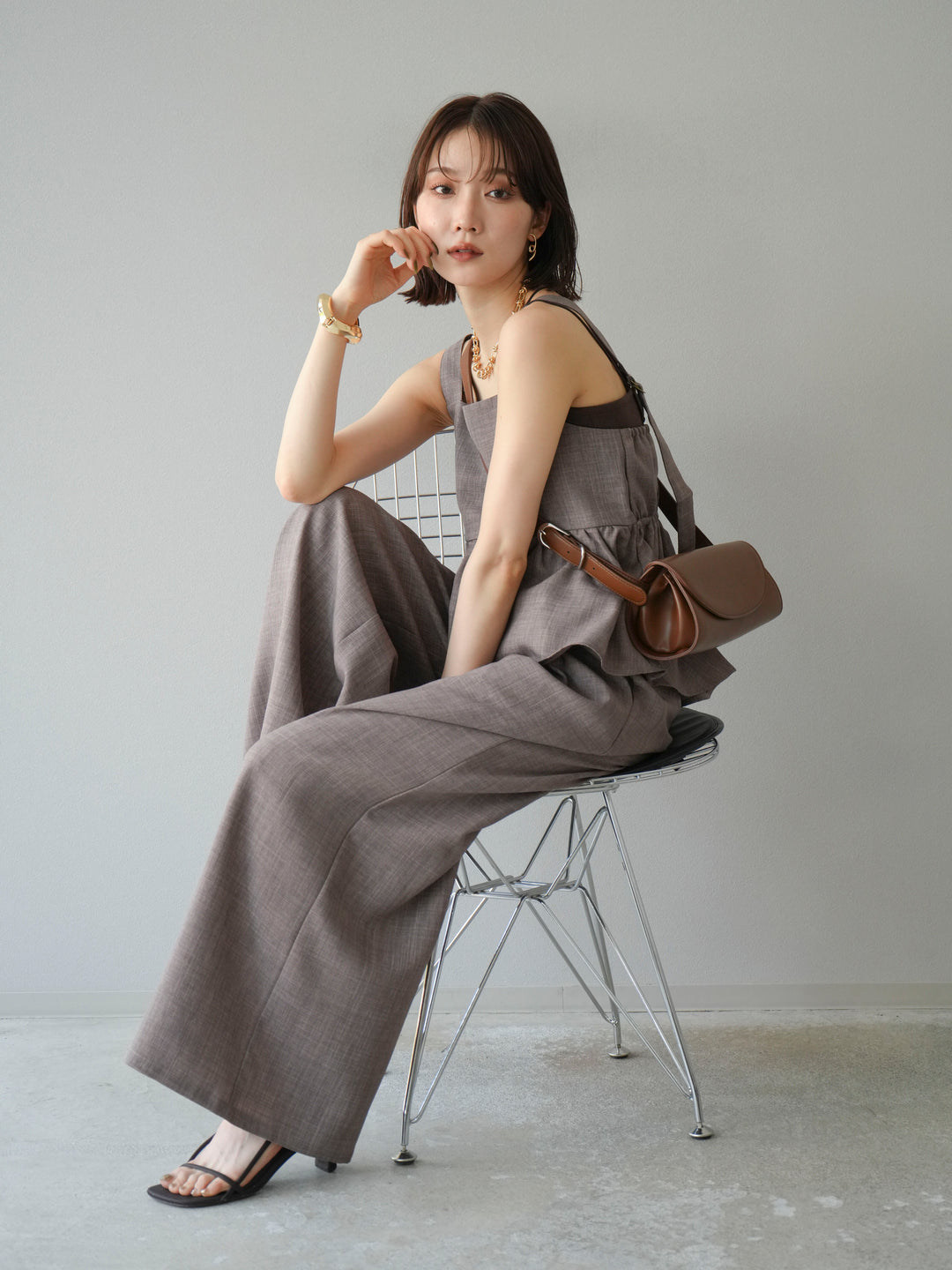 [予約]リネンライクビスチェ/モカ