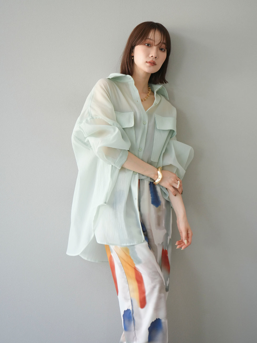 [予約]BIGポケットオーバーシアーシャツ/ミント