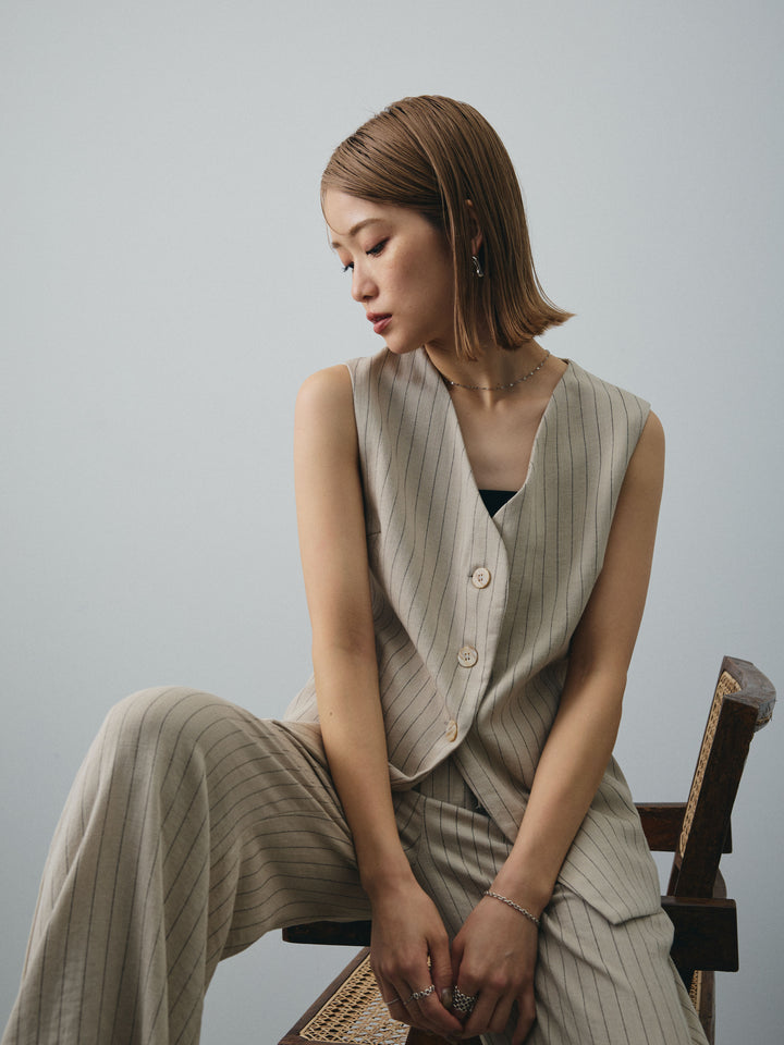 [SET] 條紋背心＆寬褲SET UP（2件套）