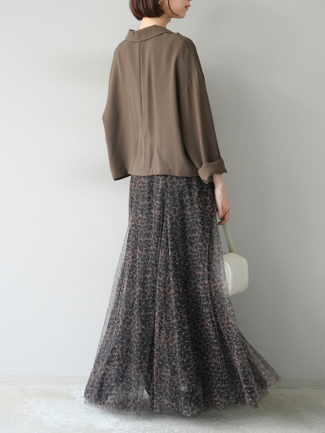 [予約]レーヨンライクショートジャケット/モカ