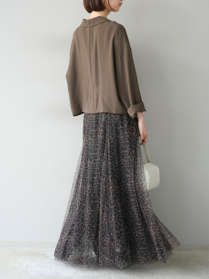 [予約]レーヨンライクショートジャケット/モカ