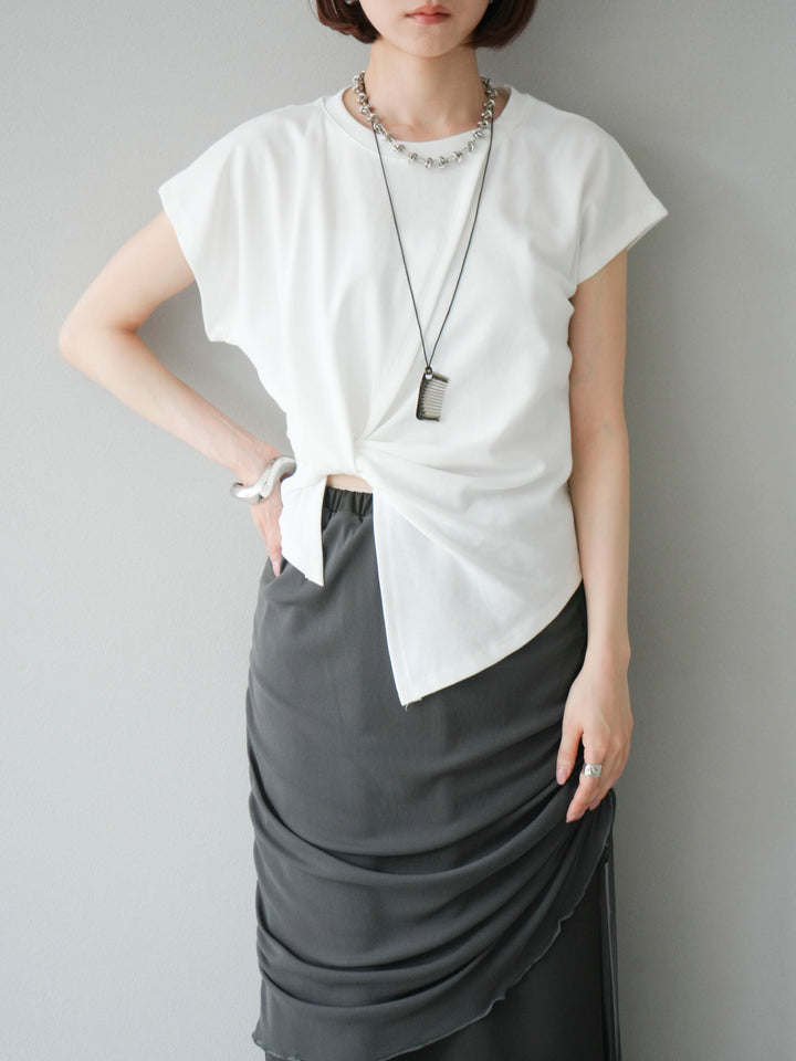 [予約]カシュクールTシャツ＆コームネックレスSET /ホワイト