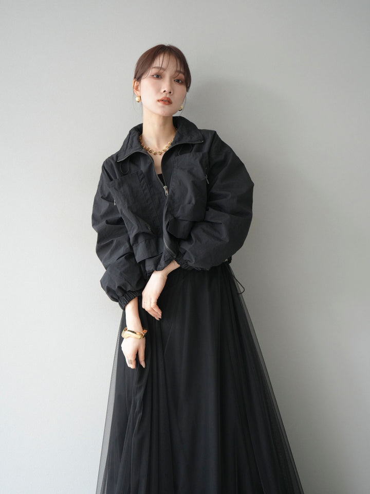 [予約]ポケットデザインショートブルゾン/ブラウン