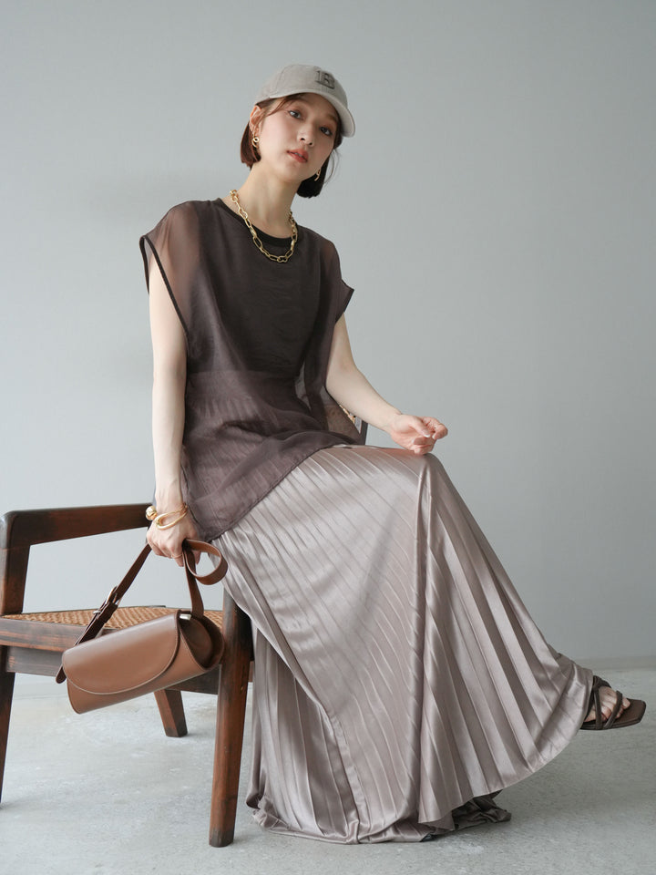 [予約]シアーレイヤードトップス/ダークブラウン