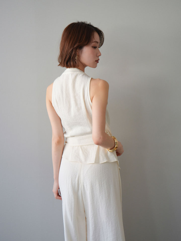 【套裝】裹身無袖上衣和闊腿褲套裝（2套）+裹身無袖上衣和闊腿褲套裝（2套）（2套）