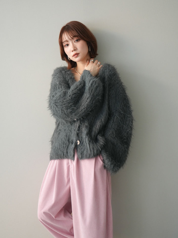 [予約]シャギーオーバーニットカーディガン/gray