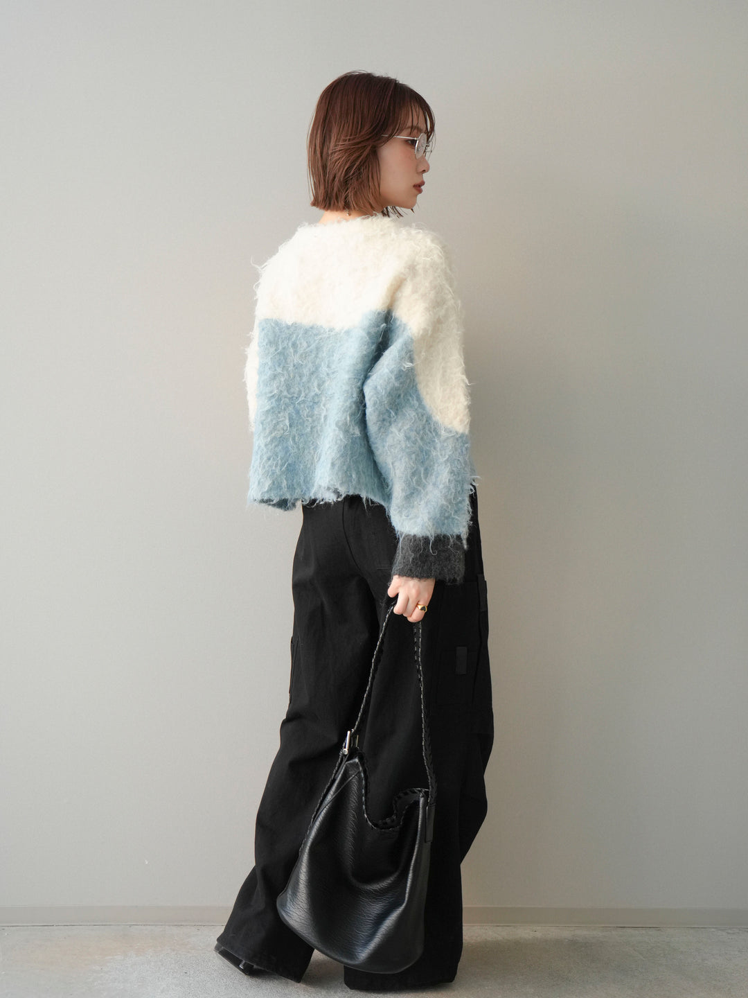 [SET]バイカラーモヘアタッチニットプルオーバー+コットンタックループパンツ(2set)