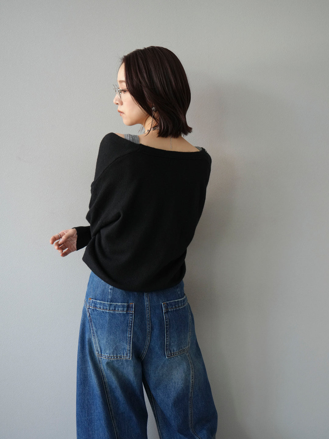 [予約]デザインボタンニットカーディガン＆タンクトップSET/ブラック