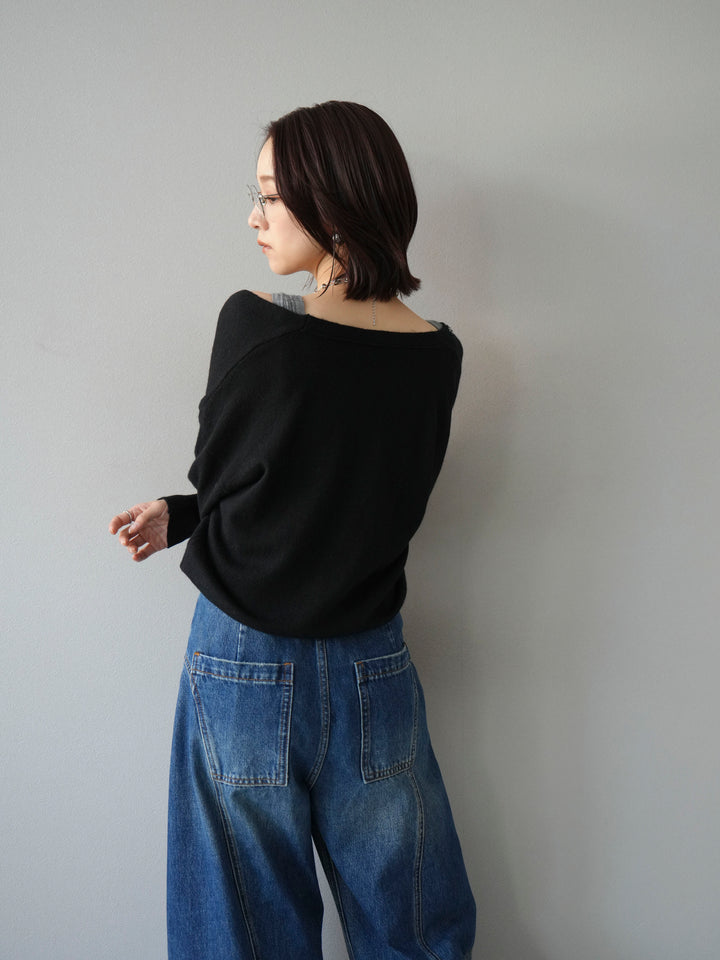 [予約]デザインボタンニットカーディガン＆タンクトップSET/ブラック