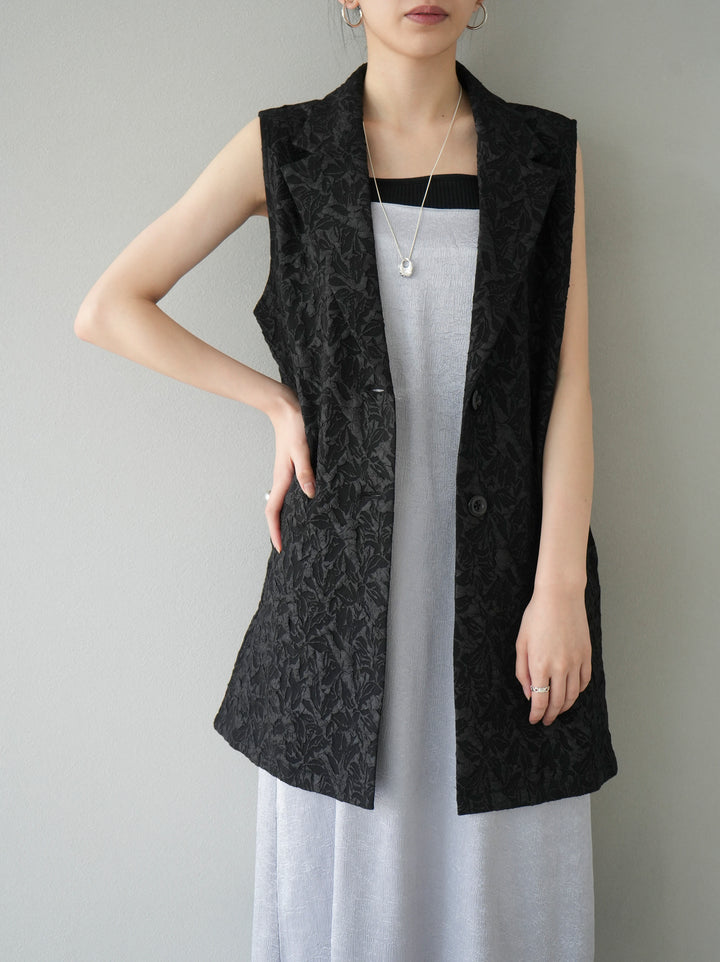 [Pre-order] Puffy jacquard tailored gilet/black