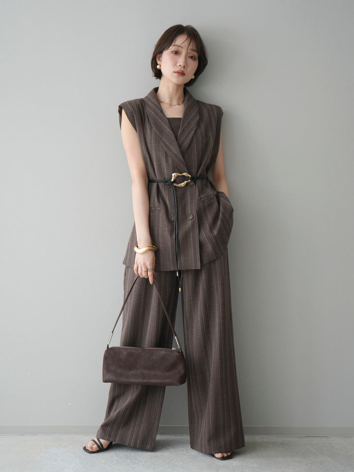 [SET]モチーフベルト付ストライプジレ＆パンツSETUP