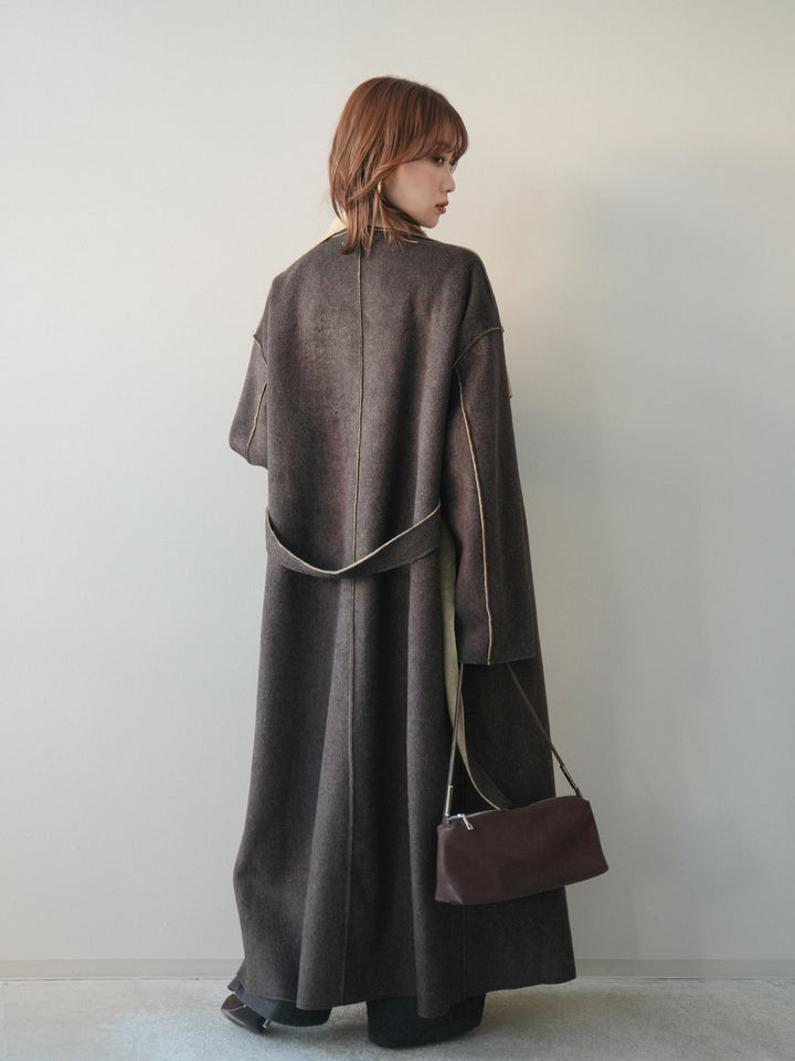 [予約]ベルト付裏起毛センターシームカーブパンツ/charcoal