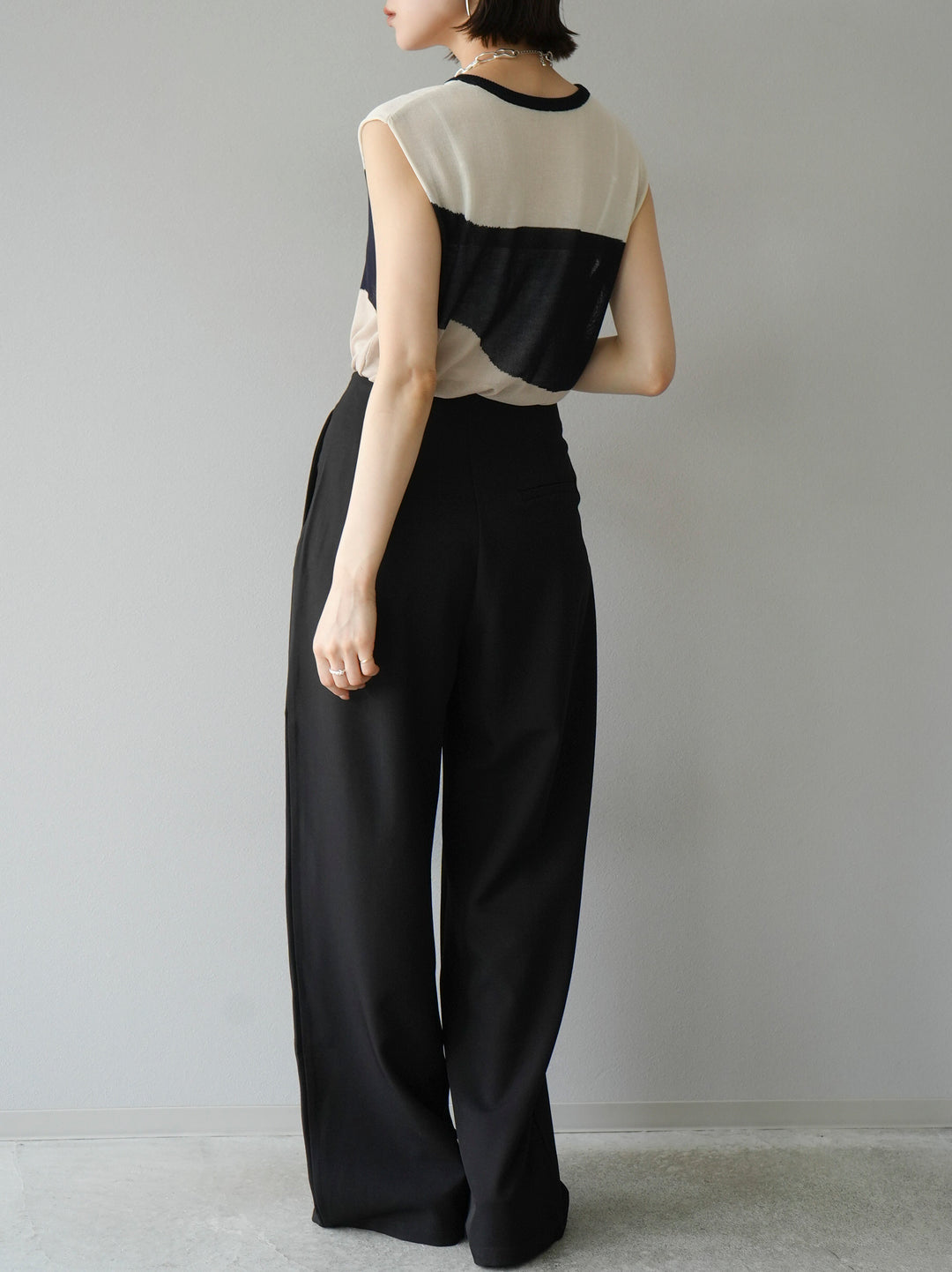 [Pre-order] Front flap slacks pants/black