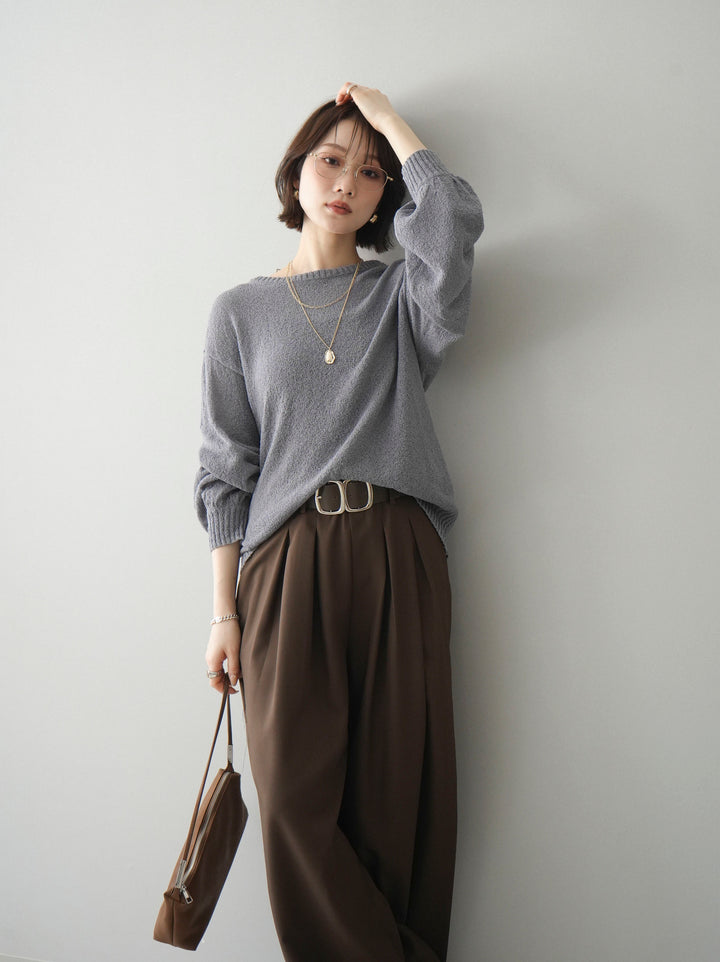 [予約]バックシアーフラワーレースニットプルオーバー/gray