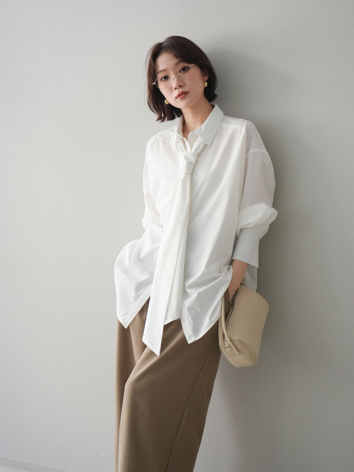 [SET]ボウタイ付オーバーシャツ+選べるアクセセット(2set)