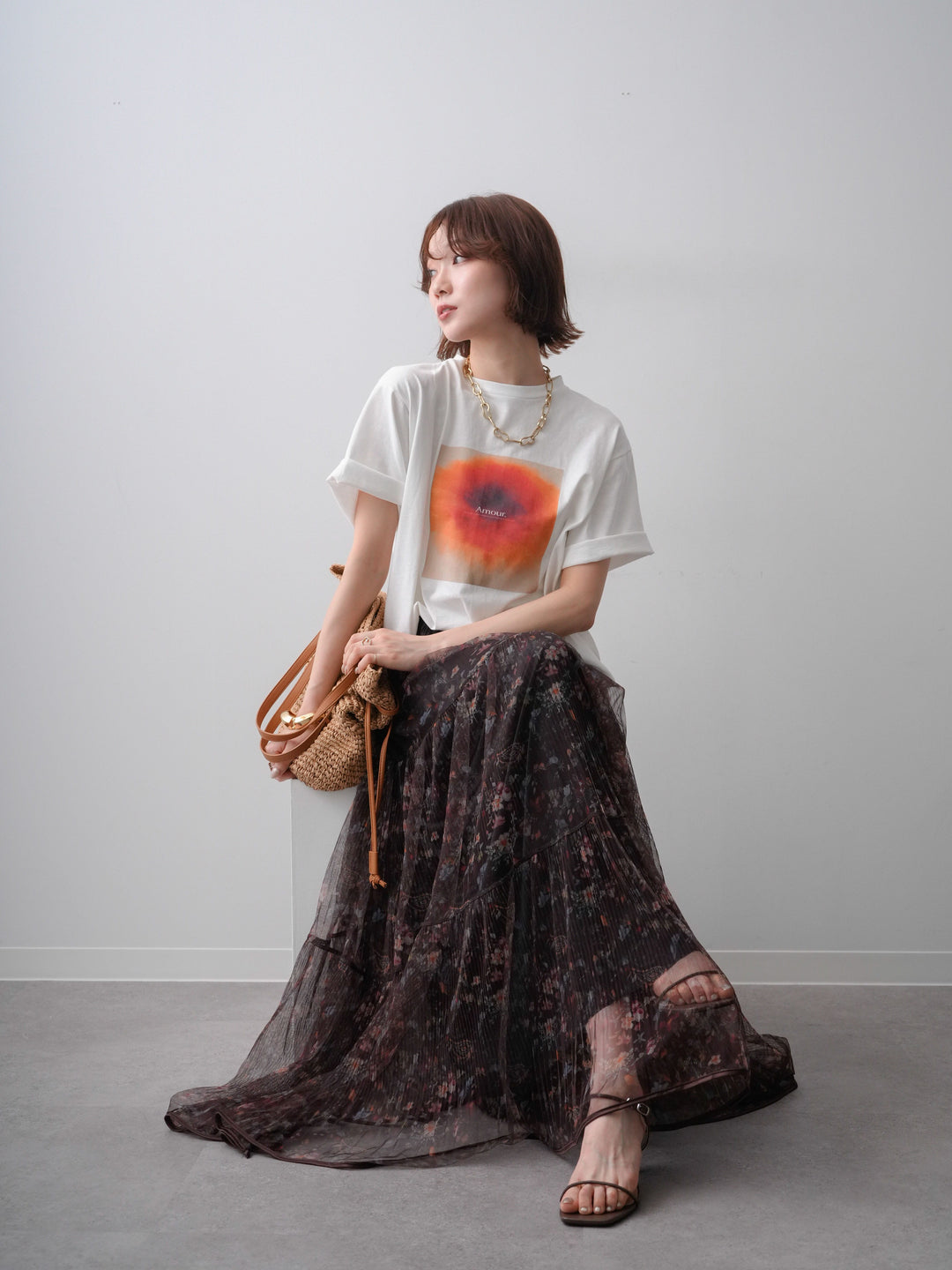 [SET]ニュアンスフローラルフォトTEE+選べるアクセセット(2set)