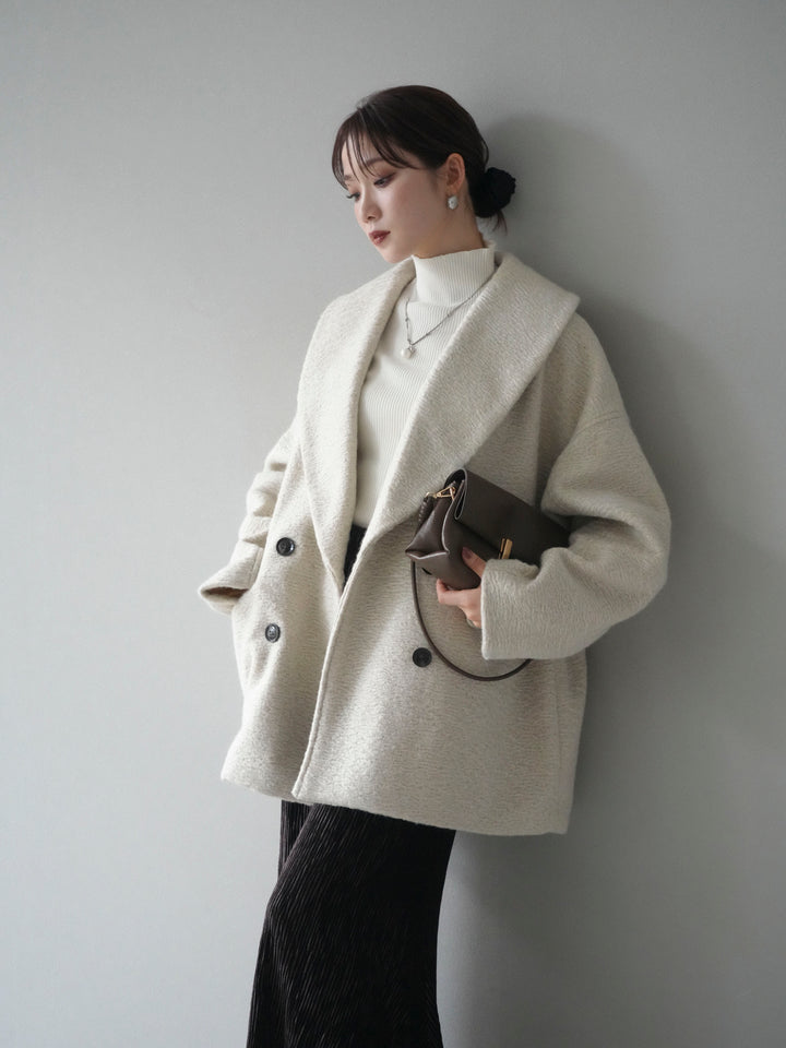 [予約]ロービング襟付きミドルコクーンコート/ivory