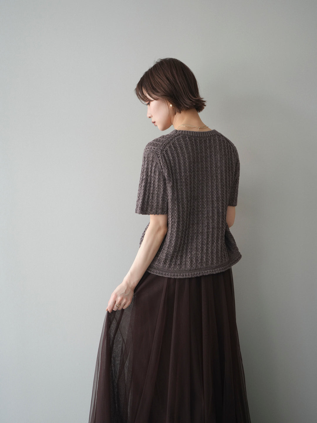 【預購】紋理羅紋夏季針織套頭衫 / 紫色