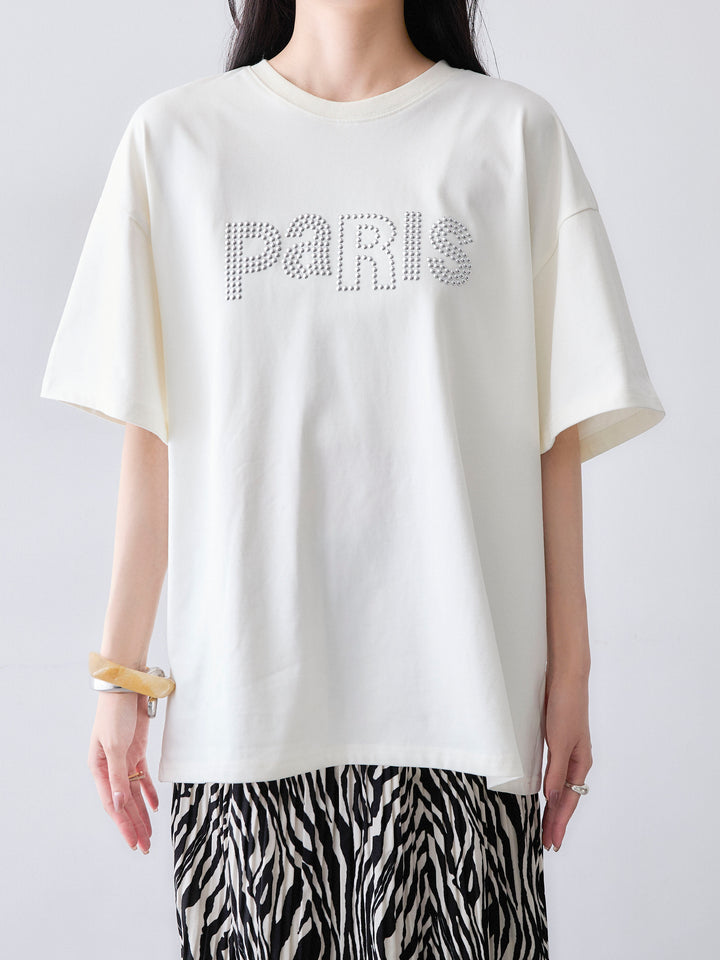 [予約]スタッズロゴTEE/ivory