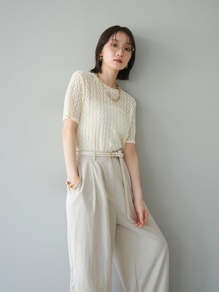 【預購】剪裁蕾絲T卹/象牙白