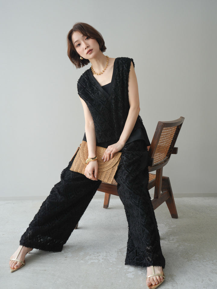 [SET]フリンジレイヤードVネックノースリーブ+選べるアクセセット(2set)